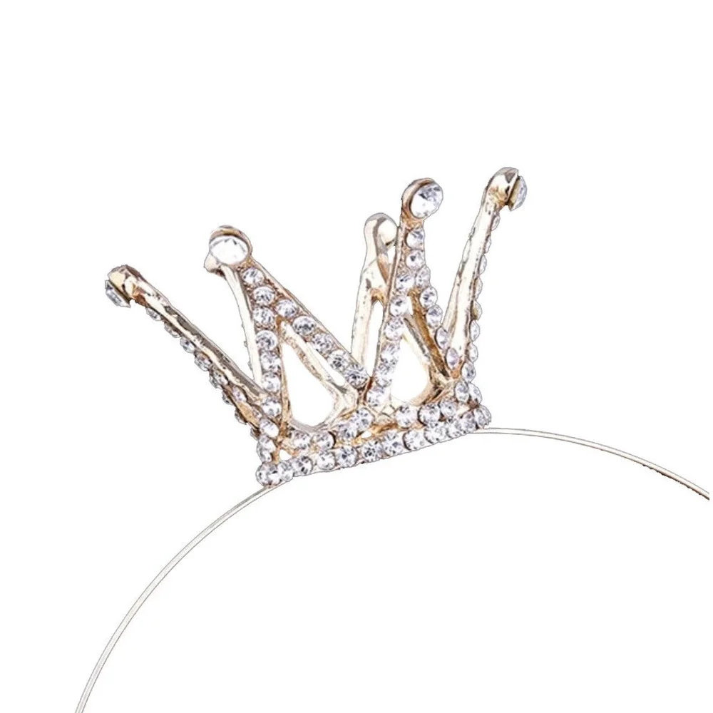 Crystal Mini Crown Headband Gold Tone Princess Tiara Women Girls OS New-No-Tags